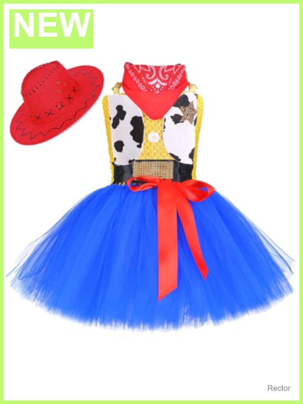 Girls Cowgirl Costume Tutu Dress with Bandana Hat 1-10Y
